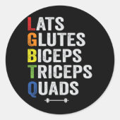 Funny Lgbtq Lats Glutes Biceps Triceps Quads Wiege Runder Aufkleber (Vorderseite)
