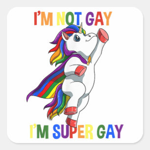 Funny LGBTQ Super Gay Unicorn Quadratischer Aufkleber
