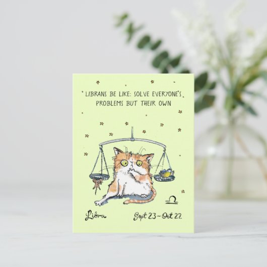 Funny Libra Postkarte Zodiac Cat Star Schild Postk (Stehend Vorderseite)