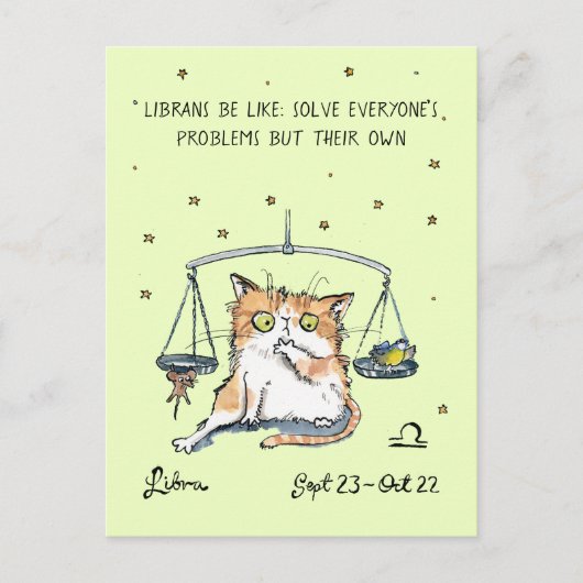 Funny Libra Postkarte Zodiac Cat Star Schild Postk (Vorderseite)
