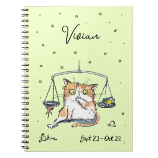 Funny Libra Zodiac Cat Star Sternzeichen Horoskop Notizblock