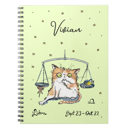 Funny Libra Zodiac Cat Star Sternzeichen Horoskop Notizblock (Vorderseite)