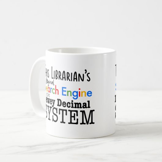 Funny Librarian Dewey Decimal Search Motor System Kaffeetasse (Vorderseite Links)