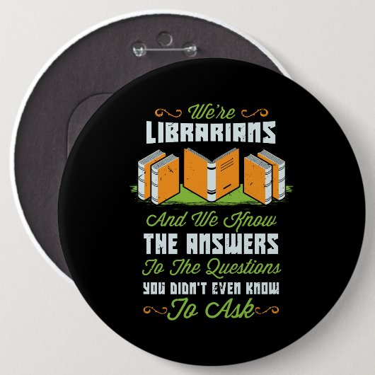 Funny Librarian Geschenke Button (Vorne & Hinten)