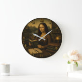 Funny Librarian Mona Lisa Library Lover Gift Große Wanduhr (Zuhause)