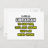 Funny Librarian T - Shirt und Geschenke Postkarte (Vorne/Hinten)