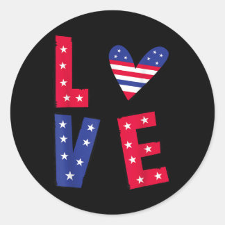 Funny Liebe American Flag Day USA 4. Juli Patri Runder Aufkleber