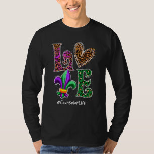Funny Liebe Counselor Life Leopard Mardi Gras Fest T-Shirt