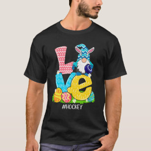Funny Liebe Hockey Osterfest Gnome Egg Jagdkorb T-Shirt