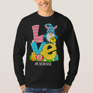 Funny Liebe Lacrosse Osterfest Gnome Ei Jagd Baske T-Shirt