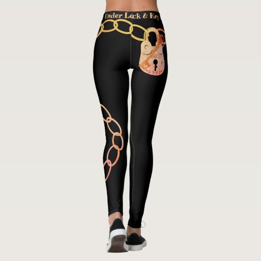 Funny Liebe Lock Key Quote Link Black Leggings (Rückseite)