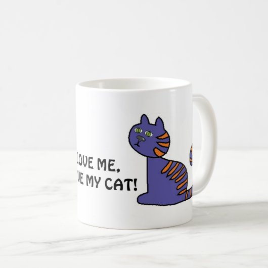 Funny Liebe Me Liebe My Cat Kaffeetasse (VorderseiteRechts)
