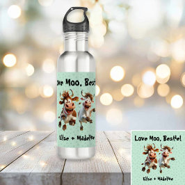 Funny "Liebe Moo Bestie" Personalisiert Edelstahlflasche