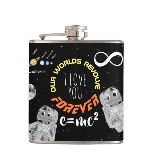 Funny Liebe Outer Space Match Science Geek Astrona Flachmann (Vorderseite)