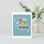 Funny Liebe Sie mehr als Tacos Emoji Text Speak Postkarte (Stehend Vorderseite)