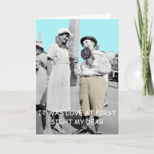 FUNNY-LIEBE VINTAGEN FOTOS BEI ERSTER SICHT KARTE (Vorderseite)