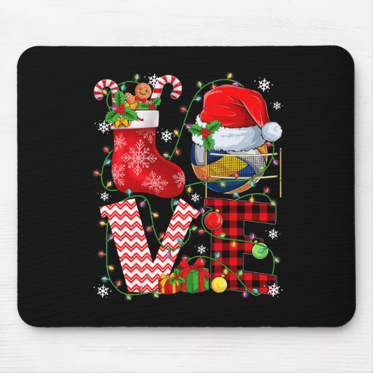 Funny Liebe Volleyball Ball Weihnachtsmannmütze We Mousepad (Vorne)