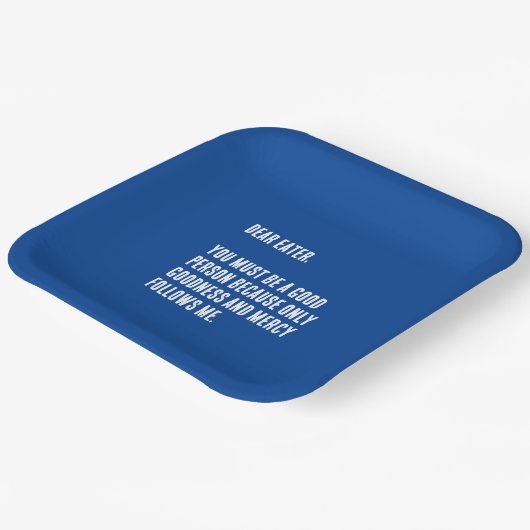 Funny "Lieber Eater,..." Blau und Weiß Pappteller (Gewinkelt)