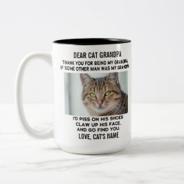 Funny Lieber Katze Großvater | Foto und Name der b Zweifarbige Tasse