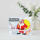 Funny lieber Netball Weihnachten spielen Postkarte (Stehend Vorderseite)