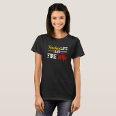 Funny Life Fire Wife Teacher And Firefighter Wife  T-Shirt (Vorne ganz)