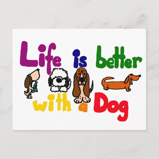 Funny Life is Better with Hunde Art Postkarte (Vorderseite)