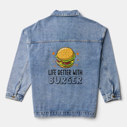Funny Life ist besser mit Burger für Hamburger Jeansjacke (Rückseite)