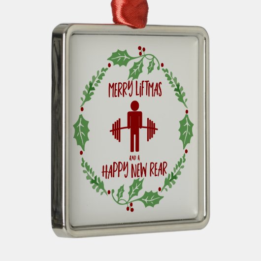 Funny Liftmas Frohe Weihnachten Fitness Gym Barbel Ornament Aus Metall (Rechts)
