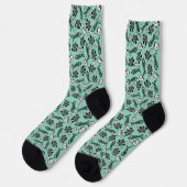 Funny Light Blue Black and White Cats Zeichnend Socken (Linkes Detail)
