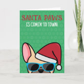 Funny Light Fawn Frenchie Santa Paws Weihnachten Karte (Vorderseite)