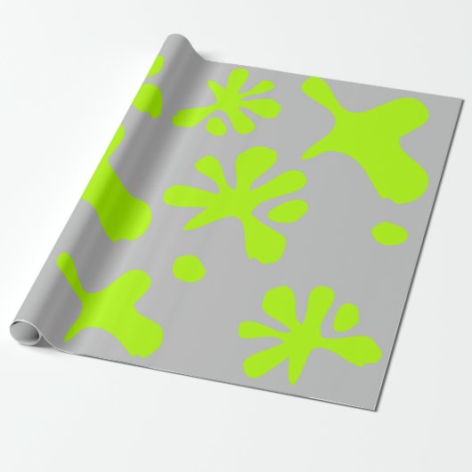 Funny Light Grey & Neon Green Slime Muster Kinder Geschenkpapier (Ungerollt)