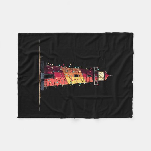 Funny Lighthouse Christmas Graphics Lights Lover  Fleecedecke (Vorderseite (Horizontal))