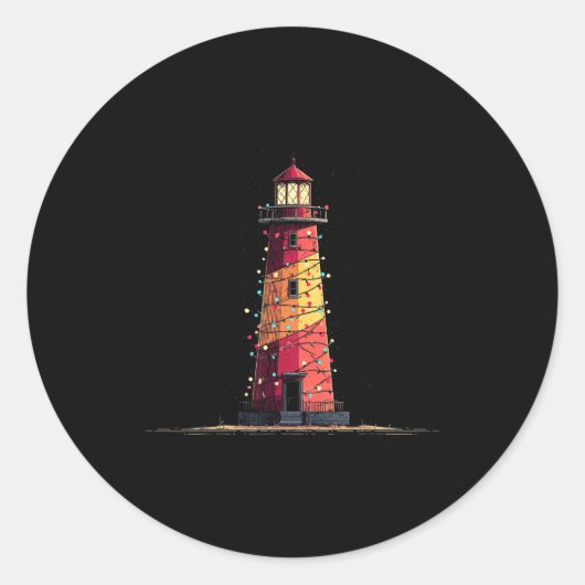 Funny Lighthouse Christmas Graphics Lights Lover  Runder Aufkleber (Vorderseite)