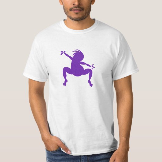 Funny Lila Dancing Kokopelli T-Shirt (Vorderseite)