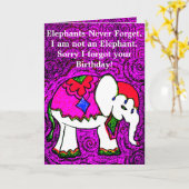 Funny Lila Elephant Belated Birthday Card Karte (Gelbe Blume)