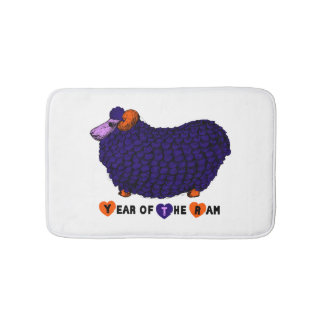Funny Lila Ram Chinese Year Zodiac Bath Mat Badematte