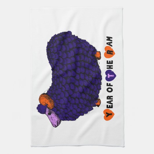 Funny Lila Ram Chinese Year Zodiac Kittuch Geschirrtuch (Vertikal)