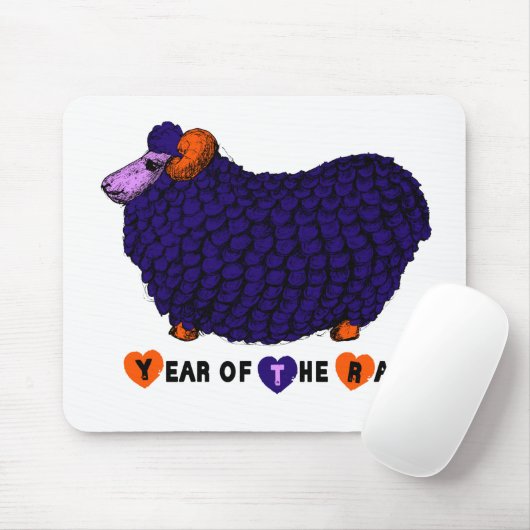 Funny Lila Ram Chinese Year Zodiac Mousepad (Mit Mouse)