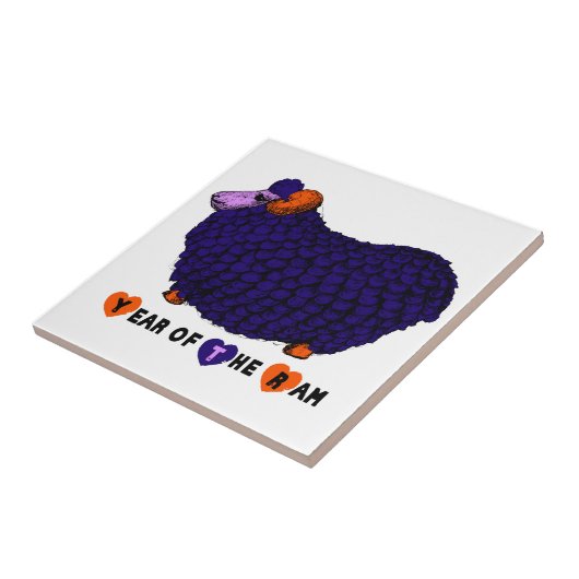 Funny Lila Ram Chinese Year Zodiac Tile Fliese (Seite)