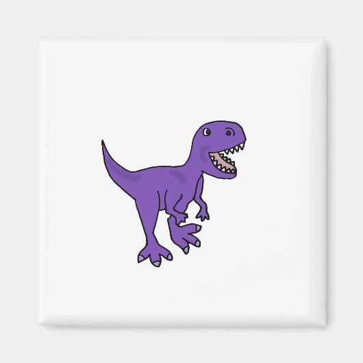 Funny Lila T-Rex Dinosaur Cartoon Magnet (Vorne)