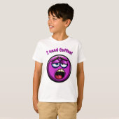 Funny Lila Tired Emoji Kinder T - Shirt (Vorne ganz)