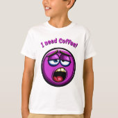 Funny Lila Tired Emoji Kinder T - Shirt (Vorderseite)