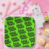 Funny Lime Green Booyeah! Crossed Eyes Halloween Pappteller (Party)