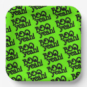 Funny Lime Green Booyeah! Crossed Eyes Halloween Pappteller (Vorderseite)