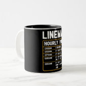 Funny Lineman Stundenpreis Zwei-Tonen-Kaffee-Tasse Zweifarbige Tasse (Vorderseite Links)