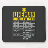 Funny Lineman Stundenrate Black Mousepad (Vorne)