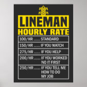 Funny Lineman Stundensatz Poster (Vorne)