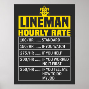 Funny Lineman Stundensatz Poster