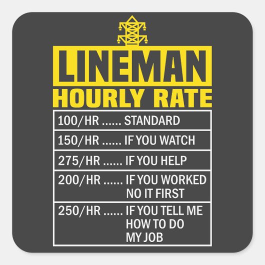 Funny Lineman Stundensatz Sticker (Vorderseite)