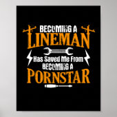 Funny Lineman Vater Men Electric Cable Lineman Poster (Vorne)